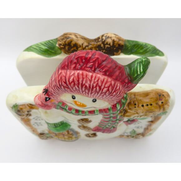 BICO Snowman Ceramic Napkin Holder Christmas Gingerbread Holiday Kitchen Decor - Picture 9 of 10